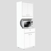 Inval Kitchen/Microwave Storage Cabinet 23.6 in W x 17.1 in. D x 71 in. H in White AL-3613